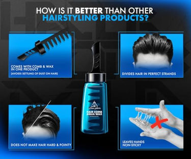 Urbangabru Hair Volumizing Powder Wax (10 Gram) + Hair comb Aqua wax The Alpha Edition (260 ML) - Men's Grooming Combo Kit